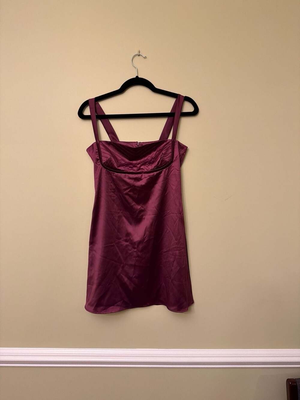 Motel Rocks Paiva Satin Mini Dress in Wine Burgundy
